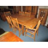 Repro oak extending dining table and 6 chairs