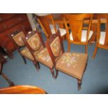 3 Victorian mahogany dining chairs with tapestry seats
