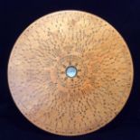 A LARGE CHINESE MARINER'S HARMONY FENG SHUI WOOD AND BRASS LOU PAN CIRCULAR COMPASS With a central