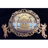 A 19TH CENTURY INDIAN IVORY AND 9CT GOLD MINIATURE Interior scene, a gilt altar/temple with a