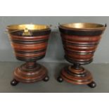TWO BRASS LINED BUCKETS Raised on socle platform base. (h 45cm) Condition: AF
