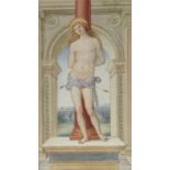 SAINT SEBASTIAN, AN EARLY 20TH CENTURY WATERCOLOUR Mounted, glazed and framed. (18cm x 30cm not