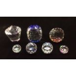 SWAROVSKI CRYSTAL, THREE LARGE LATE 20TH CENTURY PAPERWEIGHTS To include a spherical barrel