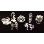 SWAROVSKI CRYSTAL, EIGHT LARGE LATE 20TH CENTURY ANIMAL FIGURES To include a mouse, with black