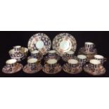 A LATE 19TH/EARLY 20TH CENTURY DERBY STYLE PORCELAIN COFFEE SET Hand painted in the Imari/cigar