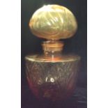 FABERGÉ, A LARGE 20TH CENTURY AMBER GLASS SHOP DISPLAY PERFUME BOTTLE AND STOPPER Moulded with