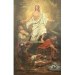 A 20TH CENTURY CONTINENTAL SCHOOL OIL ON CANVAS Christ rising from the tomb, signed and gilt framed.