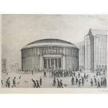 L.S. LOWRY, 1887 - 1976, A BLACK AND WHITE PRINT Titled 'The Reference Library', signed in pencil in