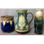 A COLLECTION OF LATE 19TH/EARLY 20TH CENTURY DOULTON LAMBETH STONEWARE ITEMS To include a tobacco