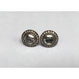 A PAIR OF CONTEMPORARY 18CT 'BLACK' GOLD AND DIAMOND CLUSTER STUD EARRINGS The circular rose cut