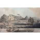 TWO LARGE EARLY 19TH CENTURY COLOURED ENGRAVINGS Marine scenes, 'The Cape of Good Hope', inscribed