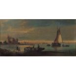 SCHULTZEN, GERMAN, A 19TH CENTURY OIL ON CANVAS Harbour scene, fishermen unloading their catch