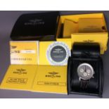 A BREITLING NAVIMETER A23322 STAINLESS STEEL GENTS WRISTWATCH having a silver tone dial with three