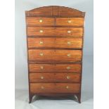 A REGENCY PERIOD MAHOGANY CHEST ON CHEST Comprising of two short over six long drawers, raised on