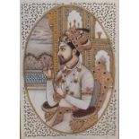 SHAH JAHAN AND MUMYAZ MAHAL, A PAIR OF 19TH CENTURY OVAL OILS ON IVORY Portraits, pierced fretwork