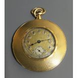 AN EARLY 20TH CENTURY 18CT GOLD OPEN FACED POCKET WATCH The gilt dial with Arabic numbers,