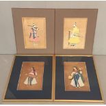 FOUR 19TH CENTURY INDIAN WATERCOLOURS Portraits, moguls and female musicians, framed and glazed. (