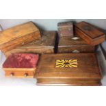A COLLECTION OF VICTORIAN AND LATER ROSEWOOD, OAK AND MAHOGANY BOXES To include a rectangular