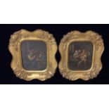 A PAIR OF LATE 18TH/EARLY 19TH CENTURY OILS ON TIN Jovial tavern scenes, unsigned and held in carved