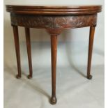 A LATE 18TH/EARLY 19TH CENTURY ANGLO-CHINESE HUANGHUALI TWIN TEA/CARD TABLE The 'D' section tops