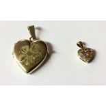 A 9CT GOLD AND DIAMOND SET OPEN HEART PENDANT ON A PLAIN BALE Stamped '375', together with a 9ct