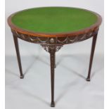 AN EDWARDIAN CHIPPENDALE REVIVAL MAHOGANY DEMILUNE CARD TABLE The folding top opening to reveal a