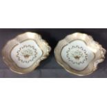 CHAMBERLAINS WORCESTER A pair of late 18th/19th century porcelain sweetmeat dishes, having a wide