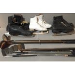 VINTAGE SPORTING INTEREST, A SELECTION OF 1930'S AND LATER ICE SKATES Sold together with a selection