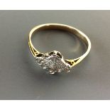 AN EARLY 20TH CENTURY 18CT GOLD AND DIAMOND RING Art Deco shape with round cut diamond forming a