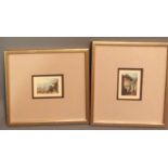 A COLLECTION OF THREE 19TH CENTURY MINIATURE CONTINENTAL WATERCOLOURS Landscapes, a view of