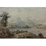 A PAIR OF 19TH CENTURY WATERCOLOURS Continental landscapes, mountainous views of cattle grazing by a