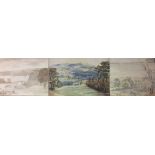 FOUR 19TH CENTURY WATERCOLOURS Landscapes, sepia view of White Abbey Bridge, Carrickfergus, Belfast,