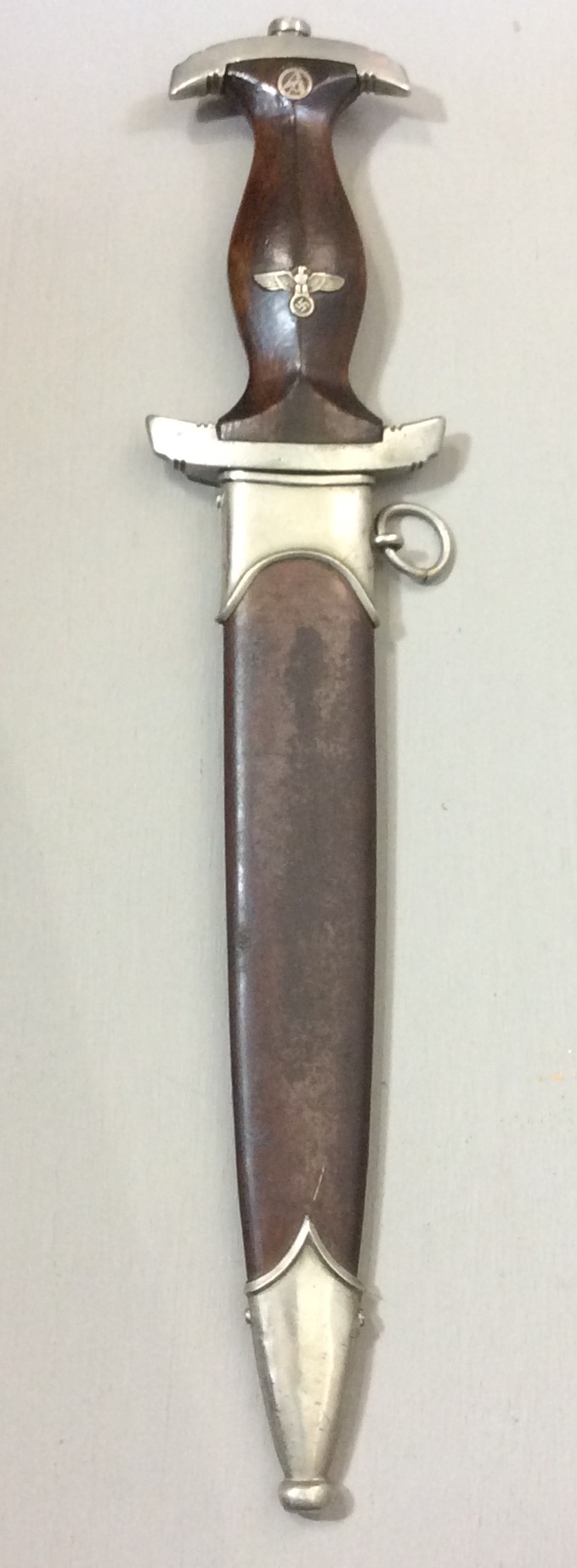 ERNST RÖHM, A RARE WORLD WAR II GERMAN SA DAGGER The brown wooden handle bearing Nazi insignia, - Image 2 of 8