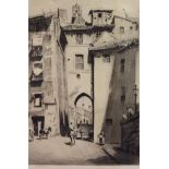 SIR LIONEL LINDSAY, 1874 - 1961, AUSTRALIAN, A DRYPOINT ETCHING 'The Zocodover Gate, Toledo', signed