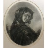 FORES OF PICCADILLY, A VICTORIAN BLACK AND WHITE ENGRAVING OVAL PORTRAIT Of a lady wearing a black