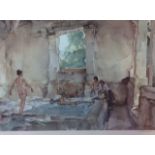 SIR WILLIAM RUSSELL FLINT, R.A., 1880 - 1969, A COLOURED PRINT 'Lavoir La Bastide', scene of bathers