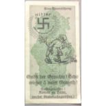 A WORLD WAR II GERMAN REICHSBANKNOTE 1000 MARK NOTE The reverse printed with 'National Socialist