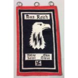 A WORLD WAR II GERMAN SS DAS REICH DIVISION PENNANT With an eagle head beneath the wording 'Das