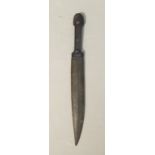 AN 18TH/19TH CENTURY HORN DAGGER With steel blade and leather scabbard. (31cm)