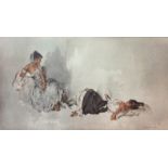 SIR WILLIAM RUSSEL FLINT, R.A., 1880 - 1969, A COLOURED PRINT Of reclining ladies', one reading,