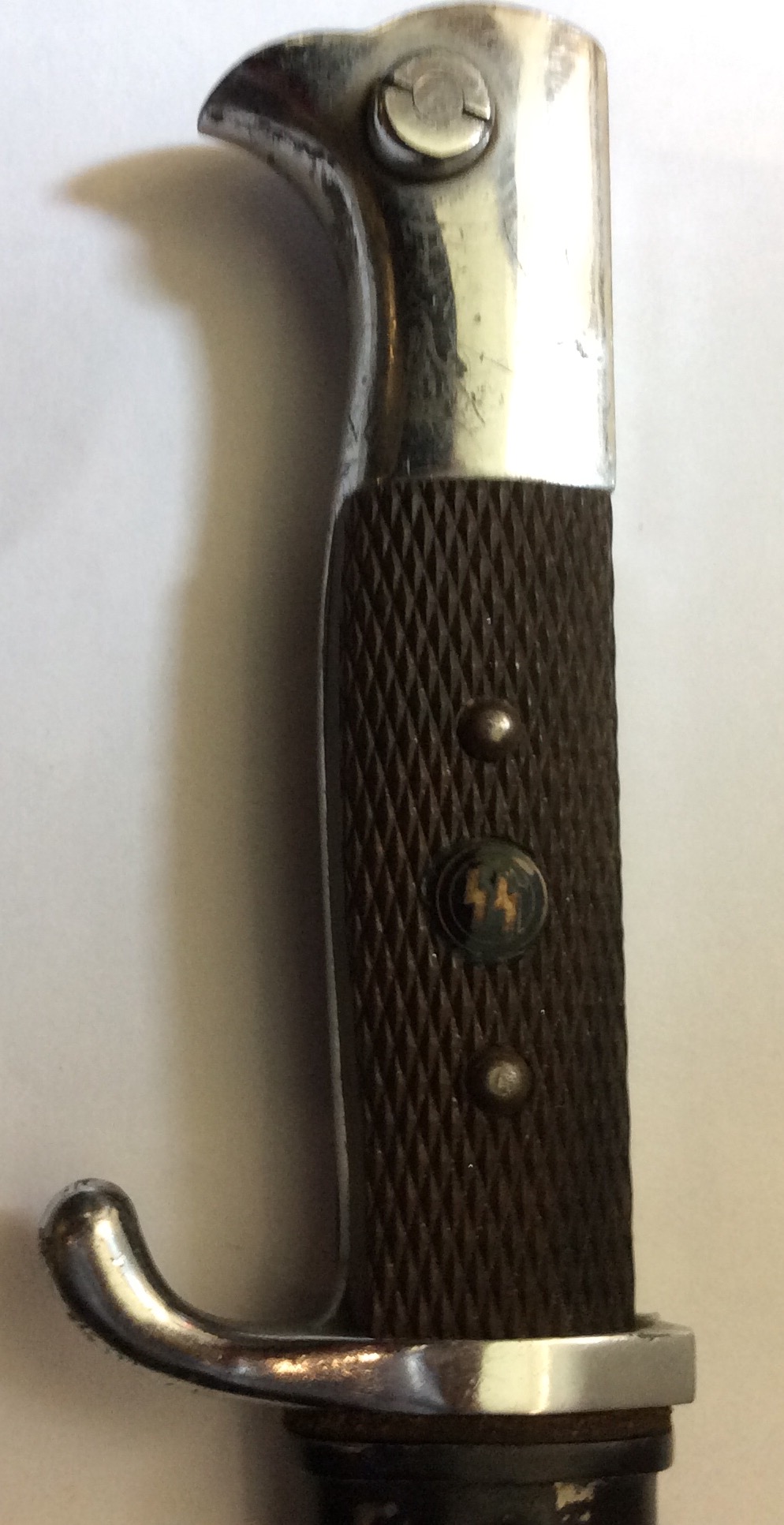 A WORLD WAR II GERMAN SS DRESS BAYONET The handle fitted with a period roundel badge and black - Image 6 of 6