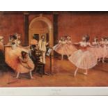 TOM KEATING, 1915 - 1984, A SIGNED PRINT Titled 'The Dancing Class', interior scene, ballerinas,