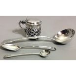 A VICTORIAN SILVER SAUCE LADLE Of plain form, engraved with a dragon head finial, hallmarked London,