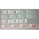 A COLLECTION OF TWENTY QUEEN ELIZABETH II ONE POUND NOTES Each depiction Sir Isaac Newton to