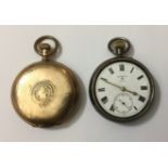 AN EARLY 20TH CENTURY SILVER CASED OPEN FACED POCKET WATCH The dial with Roman numeral chapter ring,