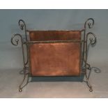 BENSON, ARTS & CRAFTS, A COPPER AND STEEL CANTERBURY Stamped 'Benson'. (52cm x 41cm x 26cm)