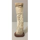 WITHDRAWN!!! AN ANTIQUE INDIAN BONE CARVING Carved in relief with stylized floral motifs on a