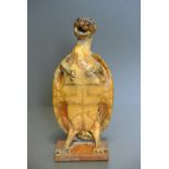 A 19TH CENTURY TAXIDERMY TERRAPIN Mounted on a wooden base with a whimsical pose. (h 20cm x w 9cm