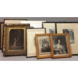 A COLLECTION OF VICTORIAN AND LATER BLACK AND WHITE PRINTS AND COLOURED ENGRAVINGS Portrait of Mrs