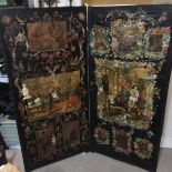 A 19TH CENTURY FOUR FOLD SCREEN With decoupage decoration, classical scenes, animals and foliage. (